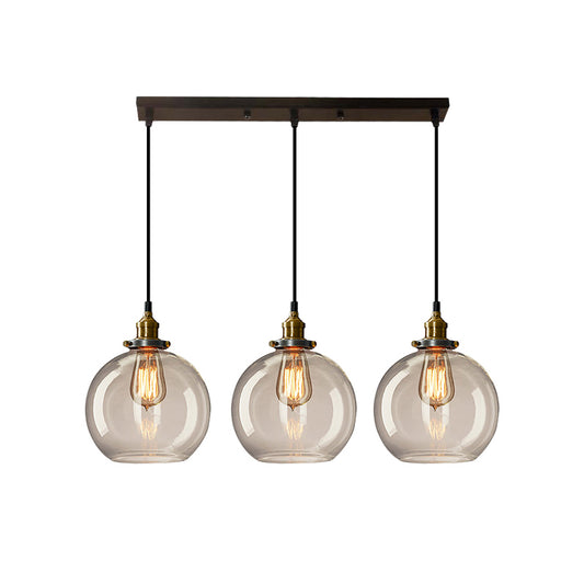 Industrial Shaded Multi Light Pendant 3 Bulbs Clear Glass Hanging Lighting for Dining Room Clear H Clearhalo 'Ceiling Lights' 'Glass shade' 'Glass' 'Industrial Pendants' 'Industrial' 'Middle Century Pendants' 'Pendant Lights' 'Pendants' 'Tiffany' Lighting' 2216400