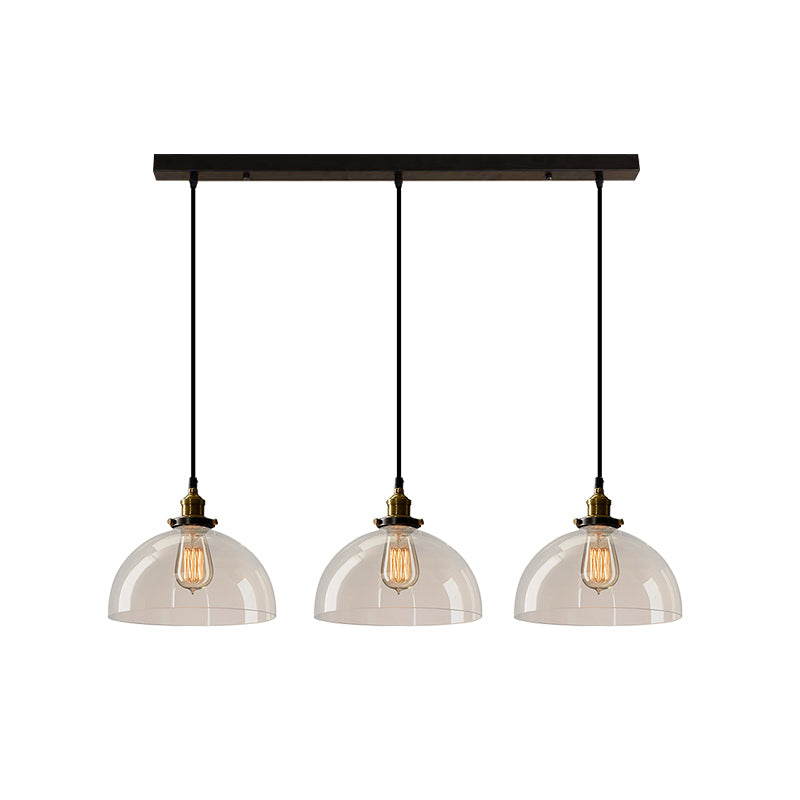 Industrial Shaded Multi Light Pendant 3 Bulbs Clear Glass Hanging Lighting for Dining Room Clear G Clearhalo 'Ceiling Lights' 'Glass shade' 'Glass' 'Industrial Pendants' 'Industrial' 'Middle Century Pendants' 'Pendant Lights' 'Pendants' 'Tiffany' Lighting' 2216404