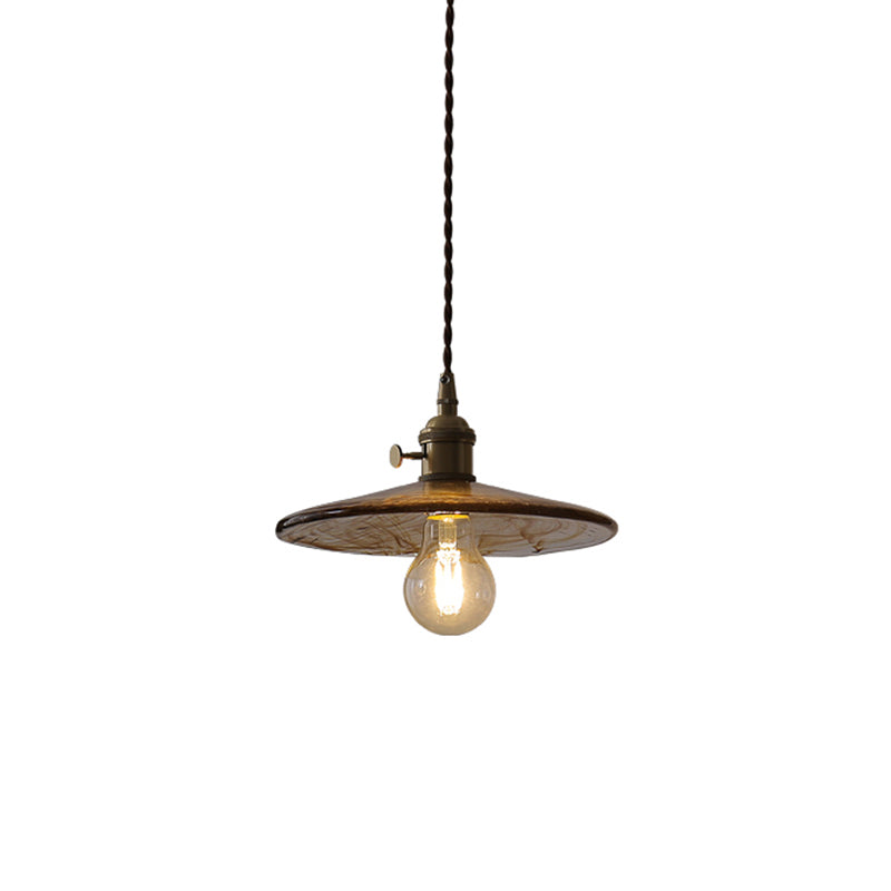 Amber Glass Flared Suspension Lighting Retro Style 1 Head Restaurant Pendant Ceiling Light Clearhalo 'Ceiling Lights' 'Lighting' 'Pendant Lights' 2216418_697339ad-4dce-4e80-90f4-63bc290ada86
