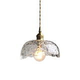 1-Light Pendant Light Antique Shaded Clear Hammered Glass Hanging Light Fixture for Dining Room Clearhalo 'Ceiling Lights' 'Glass shade' 'Glass' 'Industrial Pendants' 'Industrial' 'Middle Century Pendants' 'Pendant Lights' 'Pendants' 'Tiffany' Lighting' 2216470