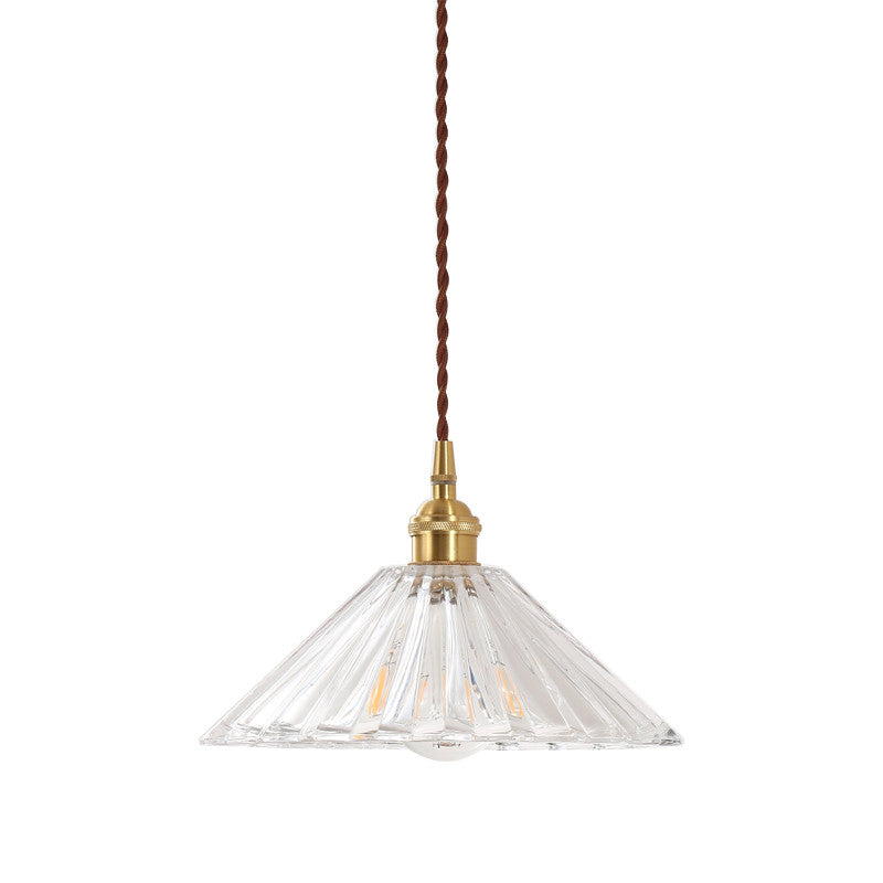 Cone Clear Ribbed Glass Hanging Light Simplicity 1 Bulb Restaurant Pendant Light Fixture Clear Clearhalo 'Ceiling Lights' 'Lighting' 'Pendant Lights' 2216472_408592c5-2fe9-4204-8118-57114aa99496