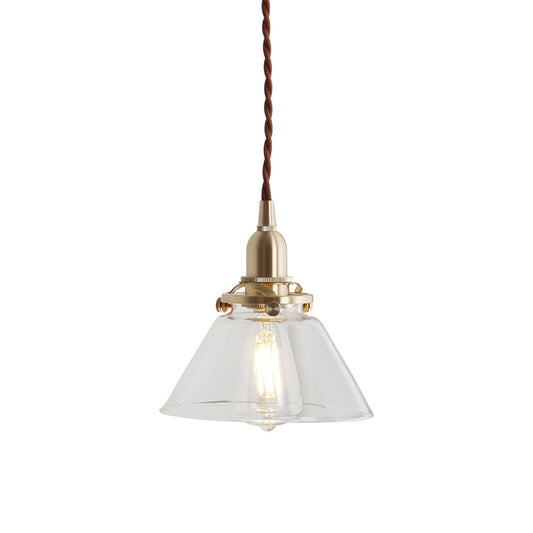 Conical Clear Glass Pendant Light Antique 1-Light Restaurant Hanging Light Fixture Clearhalo 'Ceiling Lights' 'Close To Ceiling Lights' 'Glass shade' 'Glass' 'Industrial Pendants' 'Industrial' 'Middle Century Pendants' 'Pendant Lights' 'Pendants' 'Tiffany' Lighting' 2216496