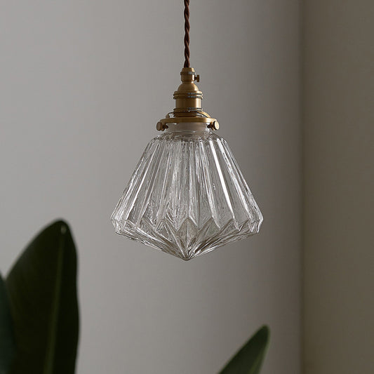Ribbed Clear Glass Hanging Lamp Vintage Style Single-Bulb Restaurant Lighting Pendant Clearhalo 'Ceiling Lights' 'Glass shade' 'Glass' 'Industrial Pendants' 'Industrial' 'Middle Century Pendants' 'Pendant Lights' 'Pendants' 'Tiffany' Lighting' 2216513
