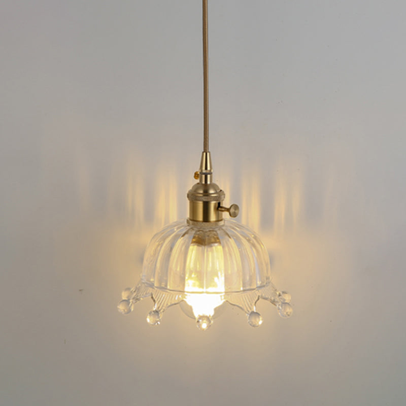 Simplicity Shaded Hanging Light 1 Bulb Clear Textured Glass Pendant Lighting Fixture Clear N Clearhalo 'Ceiling Lights' 'Lighting' 'Pendant Lights' 2216521_134723db-e3b3-4abc-9cc6-a8c4c619f6c6