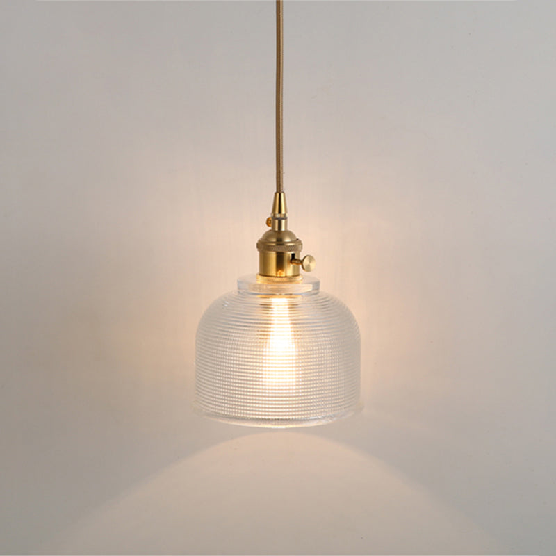 Simplicity Shaded Hanging Light 1 Bulb Clear Textured Glass Pendant Lighting Fixture Clear T Clearhalo 'Ceiling Lights' 'Lighting' 'Pendant Lights' 2216522_852d6d4b-af9e-4063-bded-2f0dd924c51a