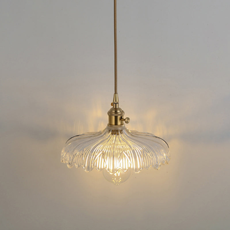 Simplicity Shaded Hanging Light 1 Bulb Clear Textured Glass Pendant Lighting Fixture Clear J Clearhalo 'Ceiling Lights' 'Lighting' 'Pendant Lights' 2216525_0a43dbd8-2e24-4dc2-8ada-1b5094be25e1