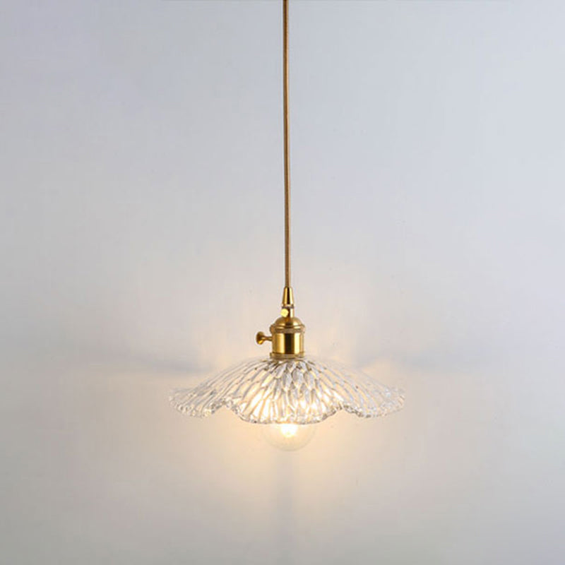 Simplicity Shaded Hanging Light 1��Bulb Clear Textured Glass Pendant Lighting Fixture Clear X Clearhalo 'Ceiling Lights' 'Glass shade' 'Glass' 'Industrial Pendants' 'Industrial' 'Middle Century Pendants' 'Pendant Lights' 'Pendants' 'Tiffany' Lighting' 2216529