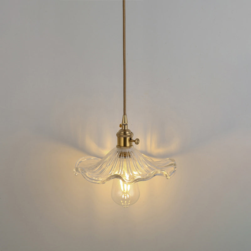 Simplicity Shaded Hanging Light 1 Bulb Clear Textured Glass Pendant Lighting Fixture Clear H Clearhalo 'Ceiling Lights' 'Lighting' 'Pendant Lights' 2216530_e16a2016-c309-47eb-9f5e-225e19388860