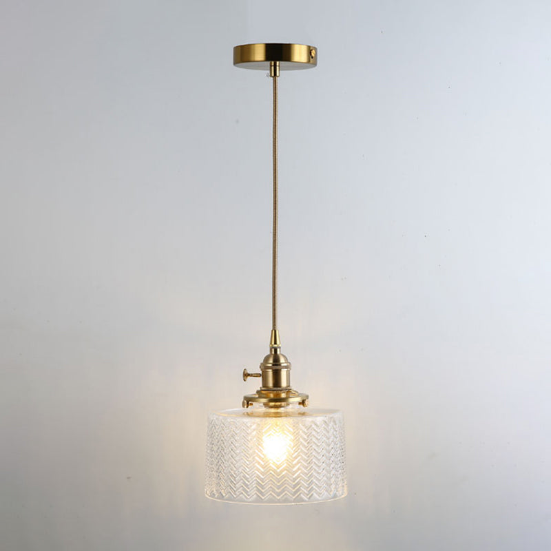 Simplicity Shaded Hanging Light 1 Bulb Clear Textured Glass Pendant Lighting Fixture Clear S Clearhalo 'Ceiling Lights' 'Lighting' 'Pendant Lights' 2216534_79e11535-977e-4fff-83c1-c44afbfb417a