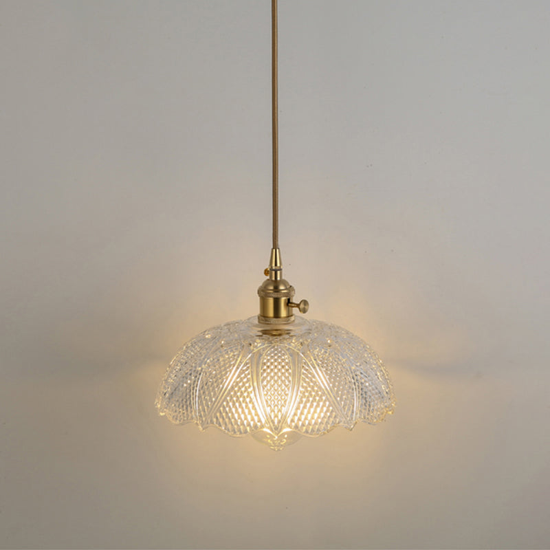Simplicity Shaded Hanging Light 1 Bulb Clear Textured Glass Pendant Lighting Fixture Clear L Clearhalo 'Ceiling Lights' 'Lighting' 'Pendant Lights' 2216535_5e227fdf-8e71-4878-ac92-681dd8d150dd