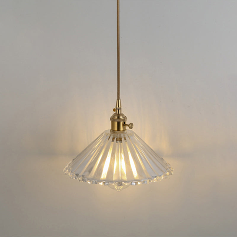 Simplicity Shaded Hanging Light 1 Bulb Clear Textured Glass Pendant Lighting Fixture Clear I Clearhalo 'Ceiling Lights' 'Lighting' 'Pendant Lights' 2216540_e6482227-b459-4340-8a03-e64db1ada35b
