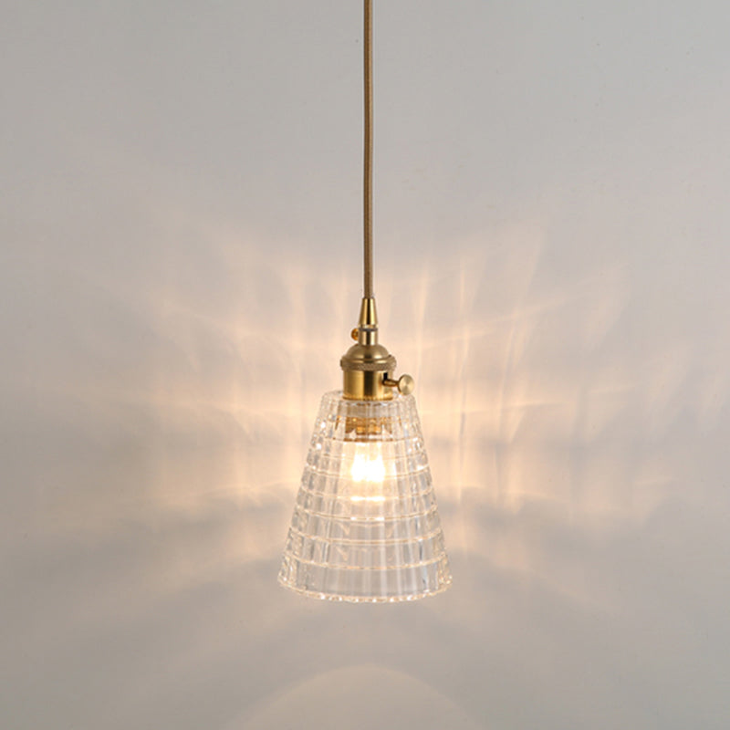 Simplicity Shaded Hanging Light 1 Bulb Clear Textured Glass Pendant Lighting Fixture Clear V Clearhalo 'Ceiling Lights' 'Lighting' 'Pendant Lights' 2216541_9f9fdbb4-8898-4042-aa13-cf2a713554e9
