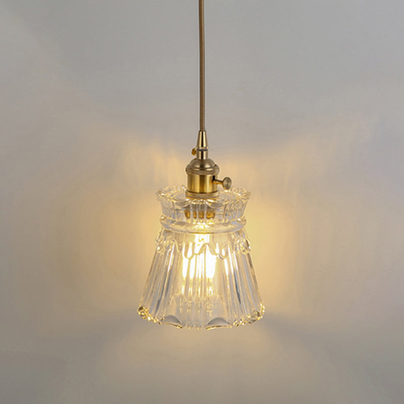 Simplicity Shaded Hanging Light 1 Bulb Clear Textured Glass Pendant Lighting Fixture Clear C Clearhalo 'Ceiling Lights' 'Lighting' 'Pendant Lights' 2216544_a8eee26e-1e86-40b1-8981-831dacfc84b5
