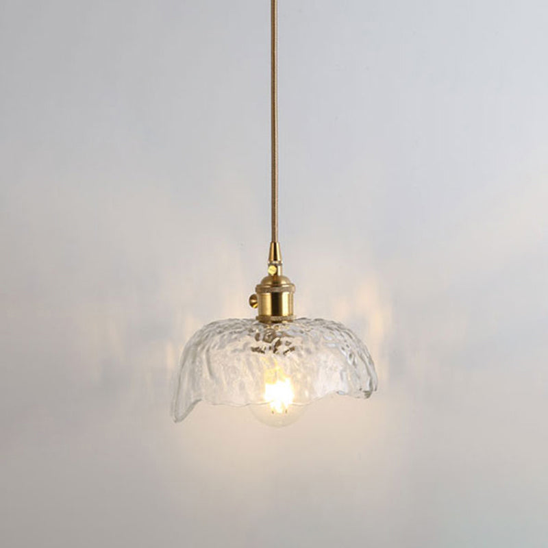 Simplicity Shaded Hanging Light 1 Bulb Clear Textured Glass Pendant Lighting Fixture Clear Y Clearhalo 'Ceiling Lights' 'Lighting' 'Pendant Lights' 2216546_ac89f153-503c-47b4-8a16-67005c26f218