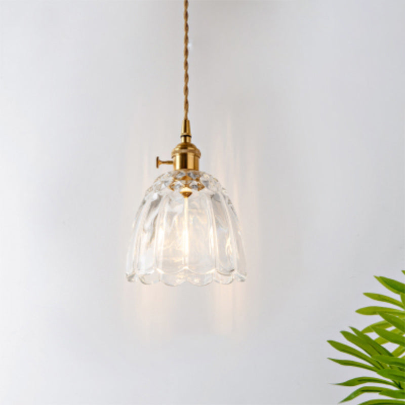 Antique Shaded Pendant Light 1-Light Clear Glass Hanging Light Fixture for Restaurant Clear I Clearhalo 'Ceiling Lights' 'Glass shade' 'Glass' 'Industrial Pendants' 'Industrial' 'Middle Century Pendants' 'Pendant Lights' 'Pendants' 'Tiffany' Lighting' 2216577