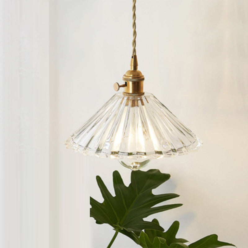 Antique Shaded Pendant Light 1-Light Clear Glass Hanging Light Fixture for Restaurant Clear G Clearhalo 'Ceiling Lights' 'Glass shade' 'Glass' 'Industrial Pendants' 'Industrial' 'Middle Century Pendants' 'Pendant Lights' 'Pendants' 'Tiffany' Lighting' 2216587