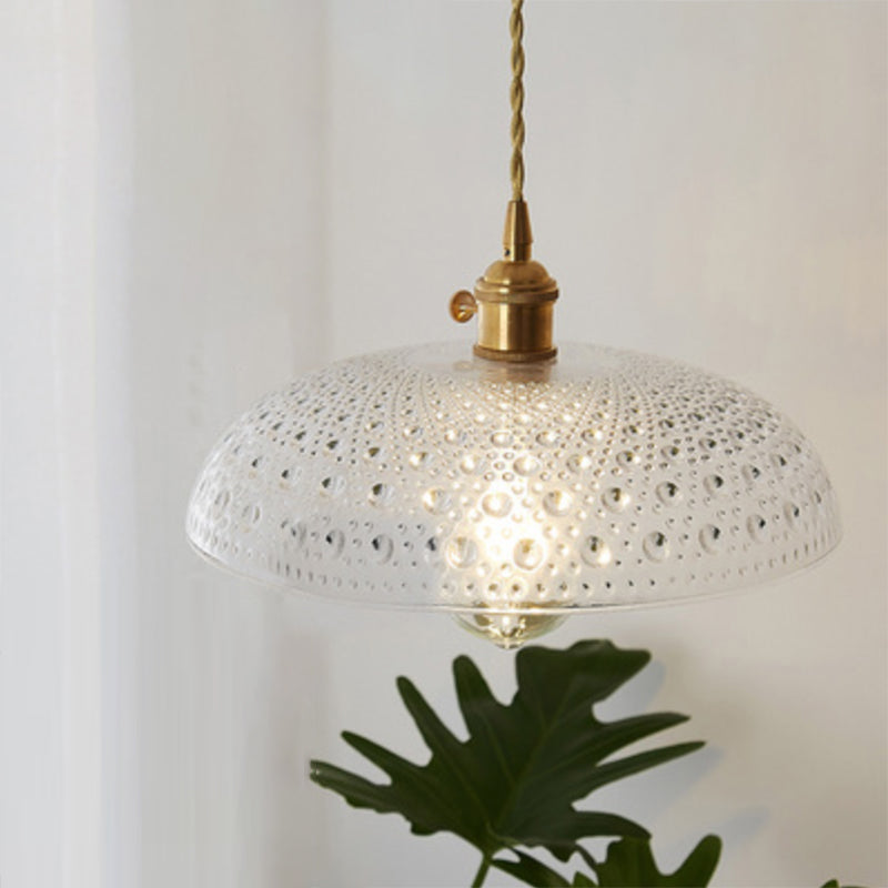 Antique Shaded Pendant Light 1-Light Clear Glass Hanging Light Fixture for Restaurant Clear K Clearhalo 'Ceiling Lights' 'Glass shade' 'Glass' 'Industrial Pendants' 'Industrial' 'Middle Century Pendants' 'Pendant Lights' 'Pendants' 'Tiffany' Lighting' 2216590