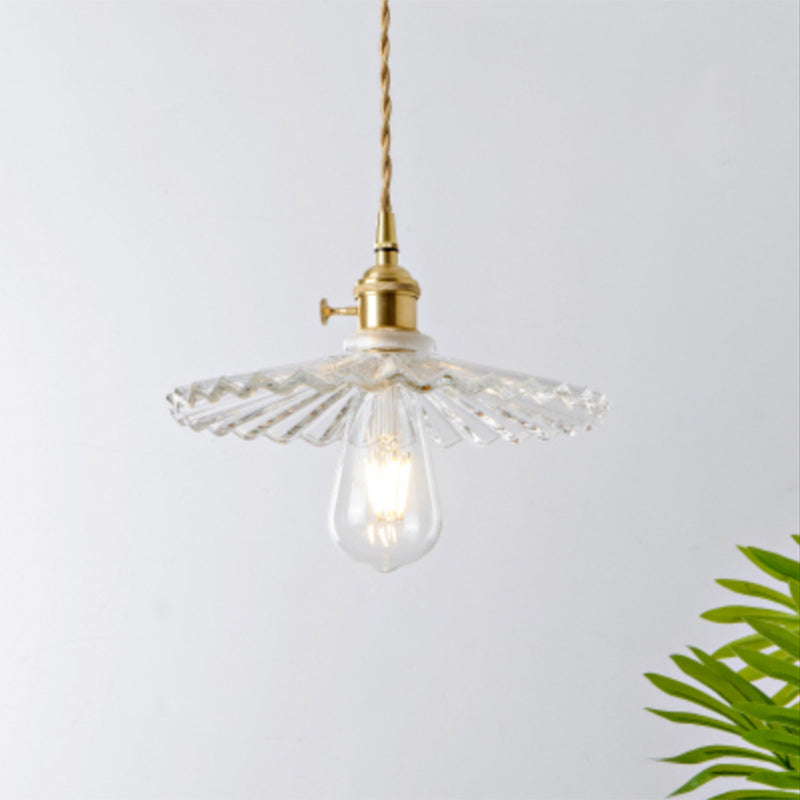 Antique Shaded Pendant Light 1-Light Clear Glass Hanging Light Fixture for Restaurant Clear Q Clearhalo 'Ceiling Lights' 'Glass shade' 'Glass' 'Industrial Pendants' 'Industrial' 'Middle Century Pendants' 'Pendant Lights' 'Pendants' 'Tiffany' Lighting' 2216593