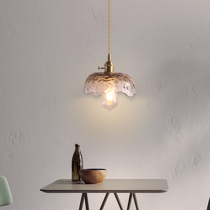 1 Bulb Hanging Light Retro Style Floral Textured Glass Pendant Light Fixture for Dining Room Coffee C Clearhalo 'Ceiling Lights' 'Lighting' 'Pendant Lights' 2216600_149c61c5-72e2-4a77-b8c9-ad0048bed800