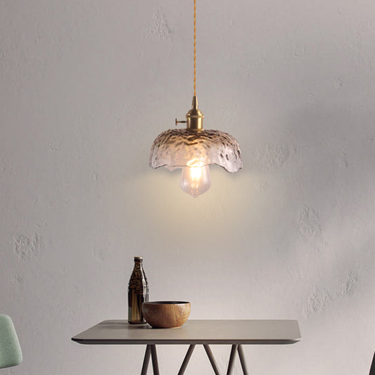 1��Bulb Hanging Light Retro Style Floral Textured Glass Pendant Light Fixture for Dining Room Coffee C Clearhalo 'Ceiling Lights' 'Glass shade' 'Glass' 'Industrial Pendants' 'Industrial' 'Middle Century Pendants' 'Pendant Lights' 'Pendants' 'Tiffany' Lighting' 2216600