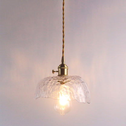 1 Bulb Hanging Light Retro Style Floral Textured Glass Pendant Light Fixture for Dining Room Clear C Clearhalo 'Ceiling Lights' 'Lighting' 'Pendant Lights' 2216604_a36d87a5-21aa-43d8-b00d-ebc8f6ac7e23