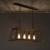 Trapezoid Clear Glass Pendant Light Antique 4 Heads Dining Room Hanging Island Light in Black Clearhalo 'Ceiling Lights' 'Island Lights' Lighting' 2216625