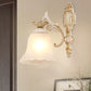 Single-Bulb Wall Light Classic Flower Shade Frosted Glass Wall Lighting Fixture in White White D Clearhalo 'Wall Lamps & Sconces' 'Wall Lights' Lighting' 2216711