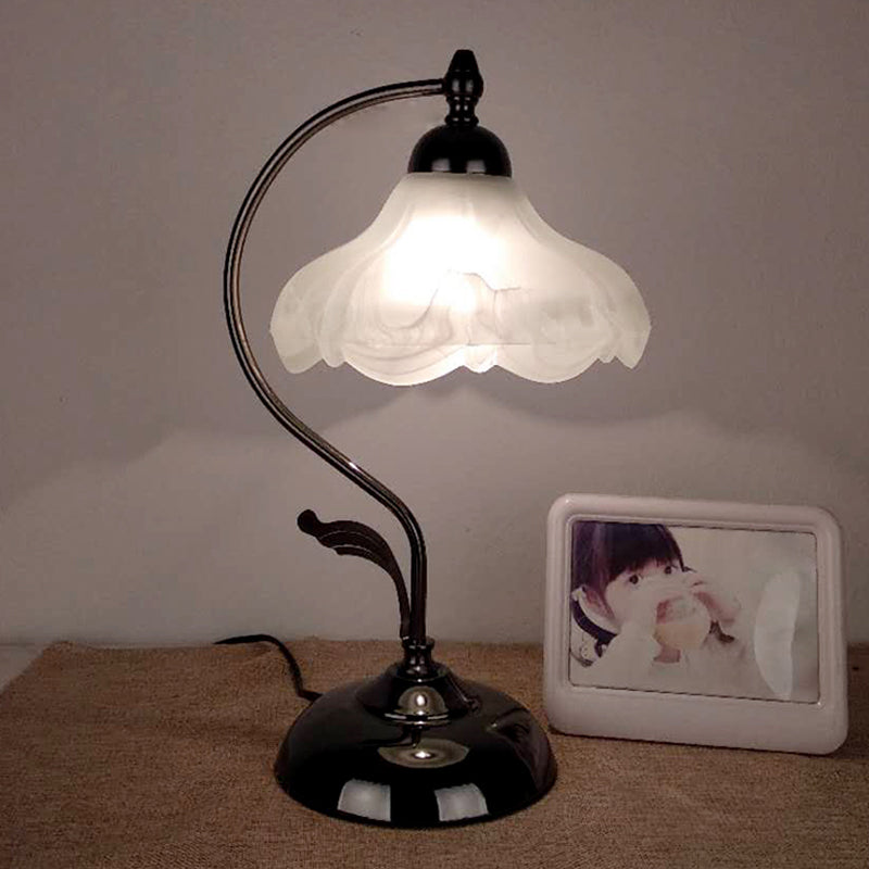 Vintage Dome Shade Nightstand Lamp 1-Light Opal Glass Table Lighting for Living Room Black A Clearhalo 'Lamps' 'Table Lamps' Lighting' 2216747