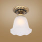 1 Bulb Flush Mount Light Retro Flower Shade White Frosted Glass Semi Flush Ceiling Light White F Clearhalo 'Ceiling Lights' 'Close To Ceiling Lights' 'Lighting' 2216766_71b42fdb-c69d-4219-818e-67e8eb290c05