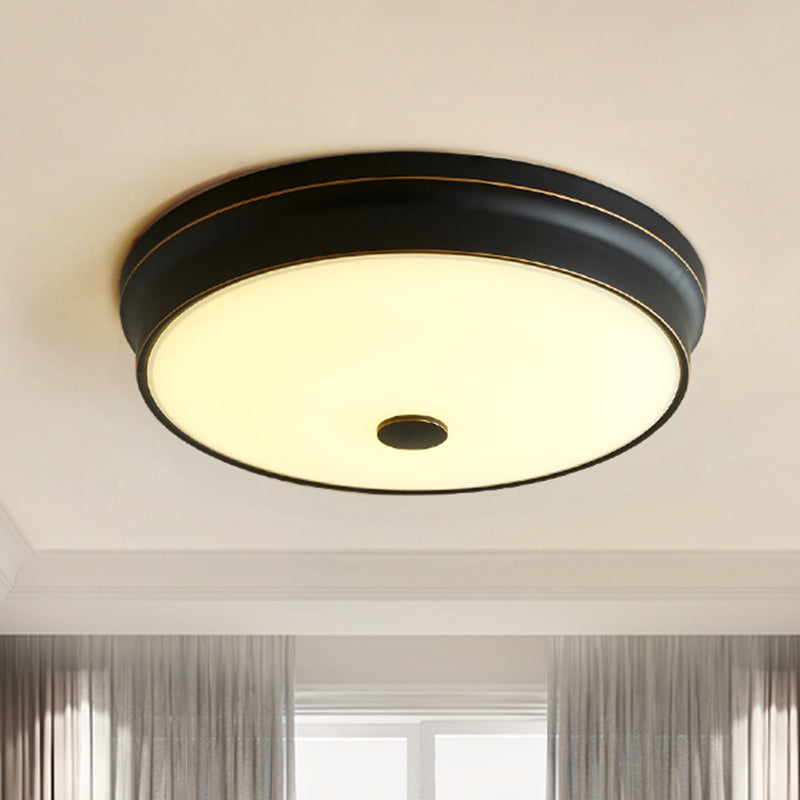 Classic Shaded LED Flush Mount Lighting Opal Glass Flush Mount Fixture in Black for Corridor Black A Clearhalo 'Ceiling Lights' 'Close To Ceiling Lights' 'Close to ceiling' 'Flush mount' Lighting' 2216779