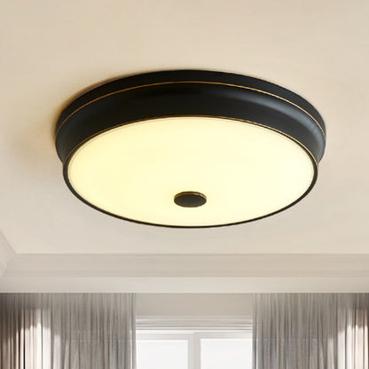 Classic Shaded LED Flush Mount Lighting Opal Glass Flush Mount Fixture in Black for Corridor Black A Clearhalo 'Ceiling Lights' 'Close To Ceiling Lights' 'Close to ceiling' 'Flush mount' Lighting' 2216779