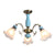Rustic Floral Shade Semi Flush Light Ruffle Glass Flush Mount Ceiling Chandelier for Dining Room 3 Blue Clearhalo 'Ceiling Lights' 'Close To Ceiling Lights' 'Close to ceiling' 'Semi-flushmount' Lighting' 2216907