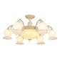 Bud Shade Frosted Glass Flush Mount Chandelier Classic Living Room Semi Flush Light Fixture 9 White Clearhalo 'Ceiling Lights' 'Close To Ceiling Lights' 'Close to ceiling' 'Semi-flushmount' Lighting' 2216921
