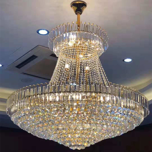 16" Lights Lobby Ceiling Lamp with Urn Crystal Shade Modernist Gold Chandelier Light, 16"/23.5" Wide Clearhalo 'Ceiling Lights' 'Chandeliers' 'Modern Chandeliers' 'Modern' Lighting' 221692