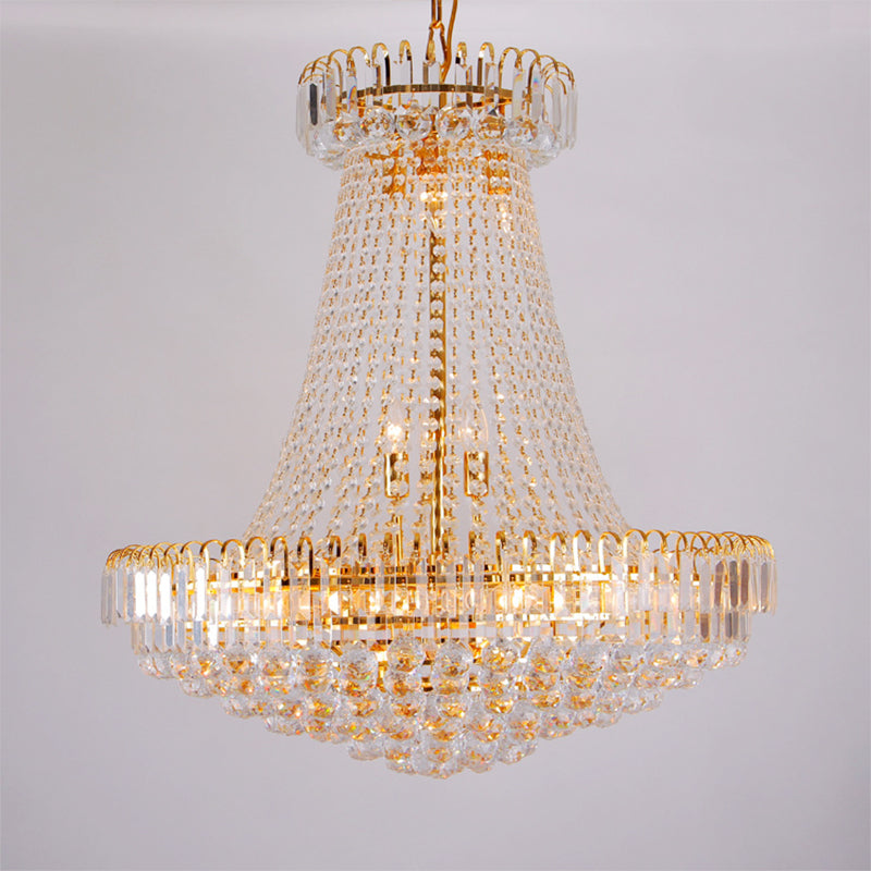 16" Lights Lobby Ceiling Lamp with Urn Crystal Shade Modernist Gold Chandelier Light, 16"/23.5" Wide Clearhalo 'Ceiling Lights' 'Chandeliers' 'Modern Chandeliers' 'Modern' Lighting' 221693