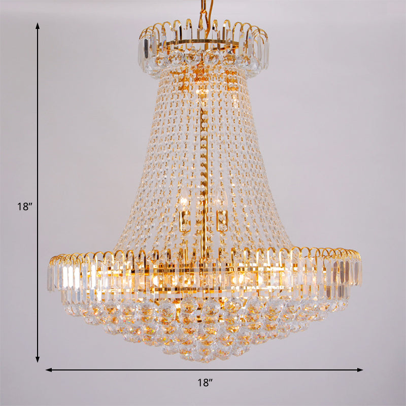 16" Lights Lobby Ceiling Lamp with Urn Crystal Shade Modernist Gold Chandelier Light, 16"/23.5" Wide Clearhalo 'Ceiling Lights' 'Chandeliers' 'Modern Chandeliers' 'Modern' Lighting' 221694