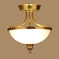 Inverted Dome Corridor Chandelier Pendant Light Vintage Frosted Glass 3 Bulbs Gold Hanging Light Clearhalo 'Ceiling Lights' 'Chandeliers' Lighting' options 2216944