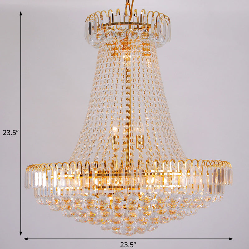 16" Lights Lobby Ceiling Lamp with Urn Crystal Shade Modernist Gold Chandelier Light, 16"/23.5" Wide Clearhalo 'Ceiling Lights' 'Chandeliers' 'Modern Chandeliers' 'Modern' Lighting' 221695
