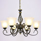 Ruffle Glass Floral Shade Chandelier Lighting Classic Living Room Pendant Light with Scroll Arm 6 Gold-Black White Clearhalo 'Ceiling Lights' 'Chandeliers' Lighting' options 2216983_7148def2-8817-4d6a-b806-3dd4afd26914