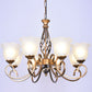 Ruffle Glass Floral Shade Chandelier Lighting Classic Living Room Pendant Light with Scroll Arm 8 Bronze White Clearhalo 'Ceiling Lights' 'Chandeliers' Lighting' options 2216993_9d7ad2f0-5042-4662-bb31-81204daad2a4