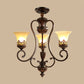 Red-Black Flared Shade Ceiling Lighting Traditional Frosted Glass Living Room Chandelier Light Fixture Clearhalo 'Ceiling Lights' 'Chandeliers' Lighting' options 2217006