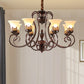 Red-Black Flared Shade Ceiling Lighting Traditional Frosted Glass Living Room Chandelier Light Fixture Clearhalo 'Ceiling Lights' 'Chandeliers' Lighting' options 2217007