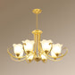 Retro Style Floral Shade Chandelier Light Frosted Glass Pendant Light Fixture with Curved Arm Clearhalo 'Ceiling Lights' 'Chandeliers' Lighting' options 2217012