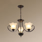Retro Style Floral Shade Chandelier Light Frosted Glass Pendant Light Fixture with Curved Arm Clearhalo 'Ceiling Lights' 'Chandeliers' Lighting' options 2217014