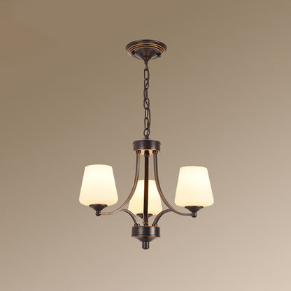Cream Glass Bud Shade Chandelier Lighting Classic Dining Room Pendant Light Fixture 3 Black Clearhalo 'Ceiling Lights' 'Chandeliers' Lighting' options 2217041_29f0b864-b0ce-4417-8564-06455a1f1acf