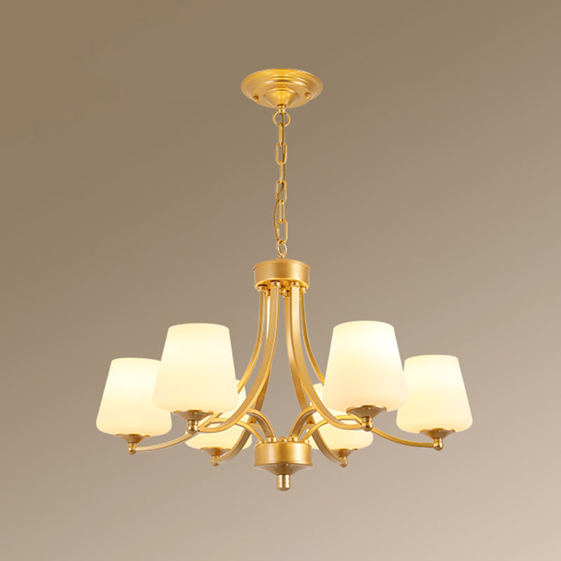 Cream Glass Bud Shade Chandelier Lighting Classic Dining Room Pendant Light Fixture 6 Gold Clearhalo 'Ceiling Lights' 'Chandeliers' Lighting' options 2217043_80311344-5531-4c5b-ad8f-00fcfc3947fc