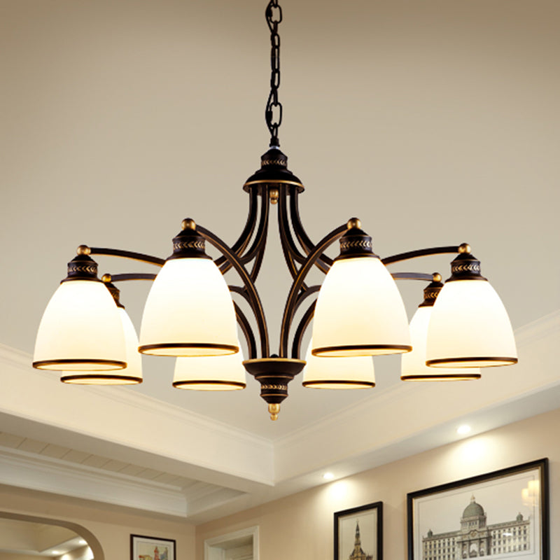 Classic Bell Chandelier Lighting Opal Glass Pendant Light Fixture for Living Room Clearhalo 'Ceiling Lights' 'Chandeliers' Lighting' options 2217098