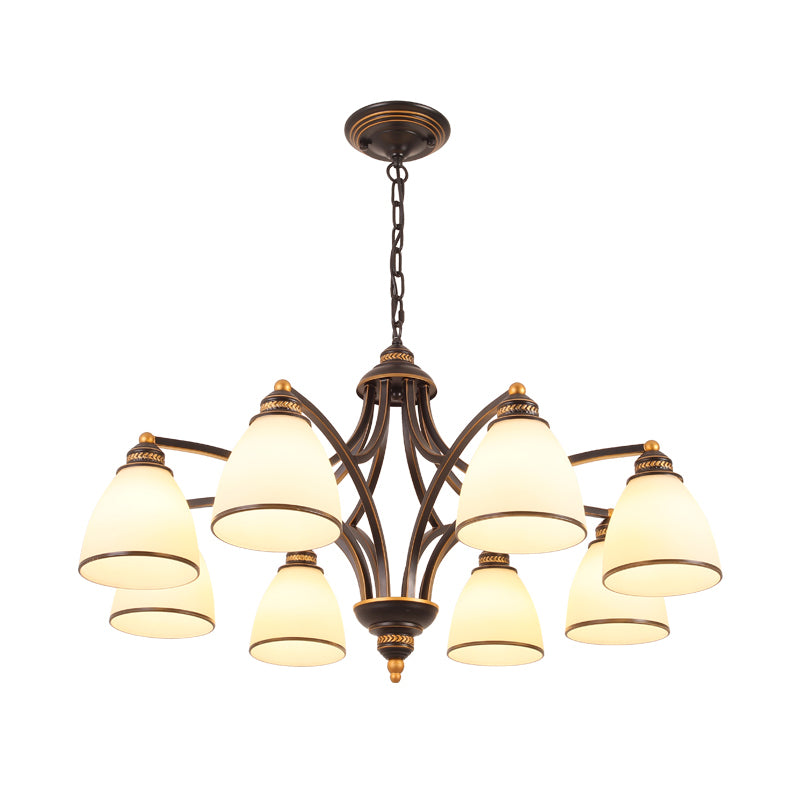 Classic Bell Chandelier Lighting Opal Glass Pendant Light Fixture for Living Room Clearhalo 'Ceiling Lights' 'Chandeliers' Lighting' options 2217107