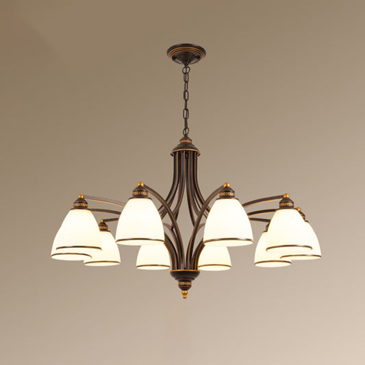 Classic Bell Chandelier Lighting Opal Glass Pendant Light Fixture for Living Room Clearhalo 'Ceiling Lights' 'Chandeliers' Lighting' options 2217108