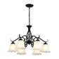 Retro Bell Chandelier Light Ruffle Glass Pendant Light Fixture with Curved Arm for Dining Room Clearhalo 'Ceiling Lights' 'Chandeliers' Lighting' options 2217130